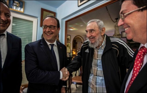 hollande bezoekt fidel castro