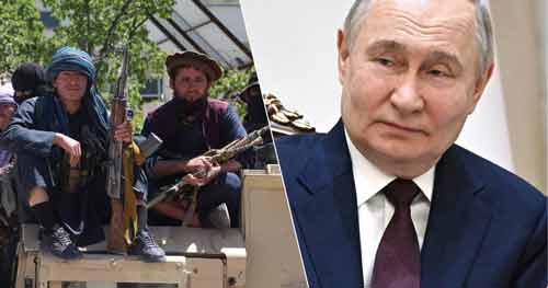 Enkele leden van de Taliban/ Russische president Vladimir Poetin. (Foto: HLN)