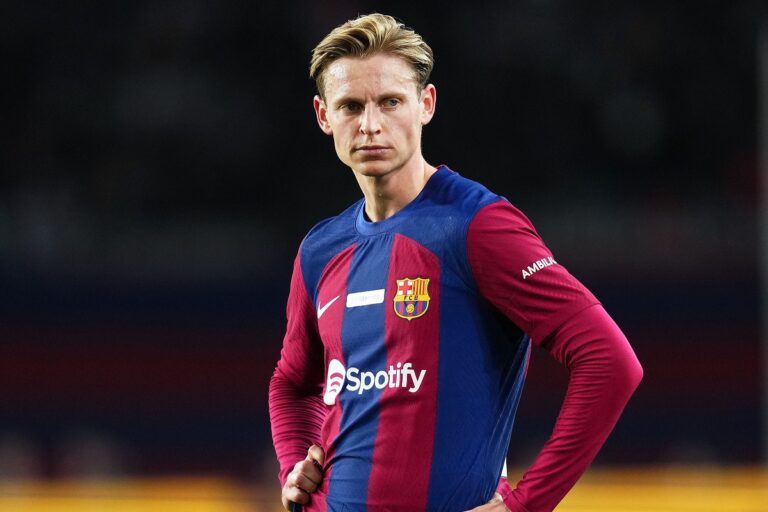 Frenkie de Jong of FC Barcelona  during the La Liga EA Sports match between FC Barcelona and Girona FC played at Lluis Companys Stadium on December 10, 2023 in Barcelona, Spain. (Photo by Bagu Blanco / PRESSINPHOTO)