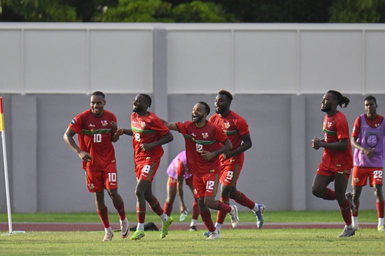 LE GOSIER, GUADALUPE. SEPTEMBER 9th: Guadalupe Team Celebrate his a goal  during the Group A match between Guadalupe and Surinam in the Concacaf Nations League , held at the Roger Zami stadium, in Le Gosier, Guadalupe.

(PHOTO BY MIGUEL RODRIGUEZ/STRAFFONIMAGES/MANDATORY CREDIT/EDITORIAL USE/NOT FOR SALE/NOT ARCHIVE)