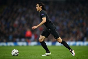 MANCHESTER, ENGLAND - APRIL 12:  Edinson Cavani of Paris Saint-Germain in action during the UEFA Champions League Quarter Final second leg match between Manchester City FC and Paris Saint-Germain at the Etihad Stadium on April 12, 2016 in Manchester, United Kingdom.  (Photo by Clive Brunskill/Getty Images)